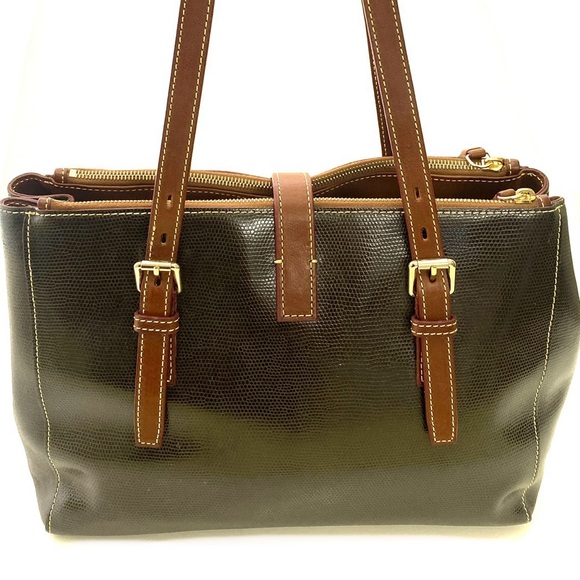 Dooney & Bourke Brown Claremont Miller Saffiano Leather Satchel Tote Handbag - Picture 6 of 16